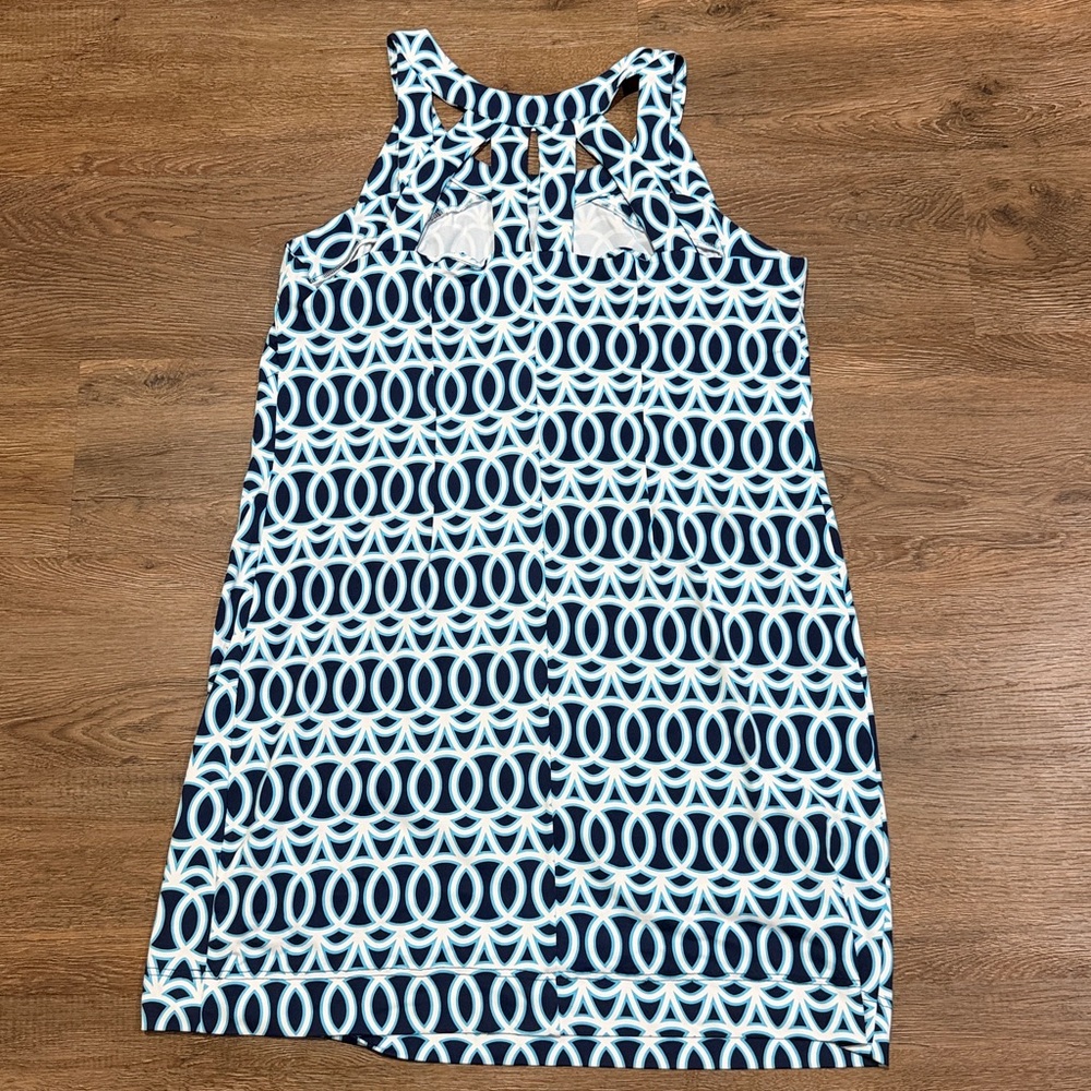 Lulu-B Navy & Light Blue Geometric Tank Dress - Picture 5 of 6